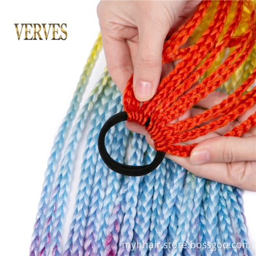 10 Pcs Synthetic Hair Ties Gradient Crochet Braid 24 inch Rainbow Hair-Ring Braid Ponytail for Women Braided Drawstring Ponytail